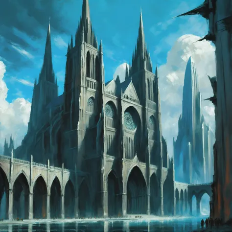 digital painting, dark fantasy ancient cathedral in a far-future scifi city<lora:EnvyNormanArchitectureXL01:0.3><lora:EnvyAnimeOilXL01:1><lora:EnvyBetterHiresFixXL01:0:hr=1>