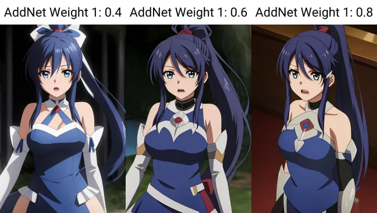 setsuna, 1girl, solo, long_hair, breasts, looking_at_viewer, closed_mouth, blue_eyes, black_hair, hair_ornament, hair_between_eyes, bare_shoulders, medium_breasts, blue_hair, upper_body, ponytail, sidelocks, sleeveless, hairclip, midriff, crop_top, scrunchie