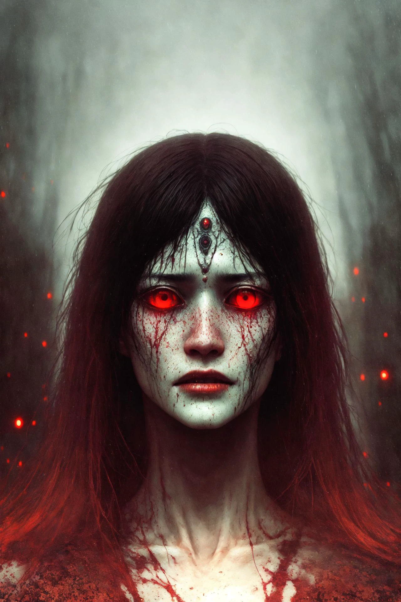 demonic, evil, nsfw, sexy woman, (brother moons), (dead space) ,science fiction, (beautiful glowing red eyes), photo realistic, 20 megapixel, nikon d850, ((full body intricate, vibrant, photo realistic, realistic, dramatic, sharp focus, 8k)), (faded freckles:0.6), subsurface scattering, sharp, retouched, intricate detail, by Greg Rutkowski, by (Jeremy Lipking,:0.8), ((junji ito)), by ralph bakshi,((Silent Hill)), H.R. Giger, Beksinski