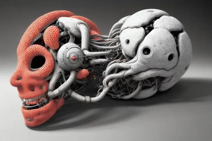 photorealistic, (Hyperrealistic art RAW analog photo of a sculpture of a neural network, synthetic porcelain girl, red((mechanical, white skin:2, trypophobia:0.8, looking at viewer)), (sharp focus, hyper detailed, highly intricate, physically based unbiased rendering), natural lighting, <lora:add-detail-xl:3> . Extremely high-resolution details, photographic, realism pushed to extreme, fine texture, incredibly lifelike, cinematic, 35mm film, 35mm photography, film, photo realism, DSLR, 8k uhd, hdr, ultra-detailed, high quality, high contrast,:1.2) vivid colors, highly detailed, abstract,