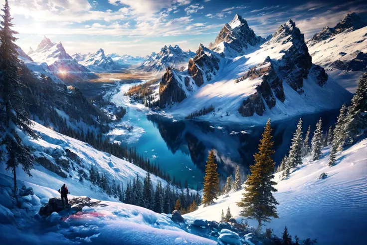 8k , masterpiece, illustrate art, hyper sharpness, high detailed, cgi, anime style, vray, radiosity, bokeh, lens flare,
<lora:sceneConcept_s_v2:0.8>, Snowy Wonderland: Embrace the winter wonderland of the Canadian Rockies in Banff National Park, where snow-covered mountains, frozen lakes, and icy glaciers create a breathtaking snowy landscape, <lora:JW:0.5>, <lora:add_detail:0.5>