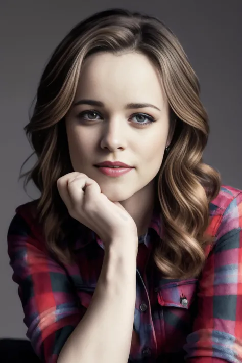 (Masterpiece Photo:1.3) of (Ultrarealistic:1.3),(Happy:1.3) rachaelmcadams1 wearing checkered red and black shirt and blue jeans staring at the viewer, (checkered red and black shirt), (blue jeans),Highly Detailed,(close portrait:1.3),(Feminine:1.4),(beautiful:1.4),(attractive:1.3),handsome,calendar pose,perfectly detailed eyes,studio lighting,thematic background