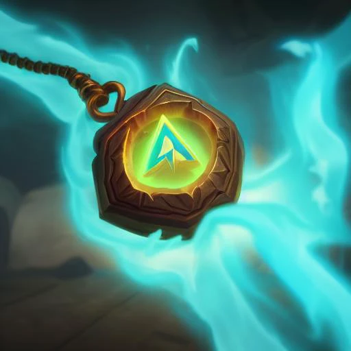 Awesome RPG icon of mage's medallion, arcane mana voltage energy smokes, game asset trending on artstation, in a dark magic cave