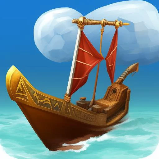 awesome rpg icon of a boat, ancient egypt hieroglyoph style