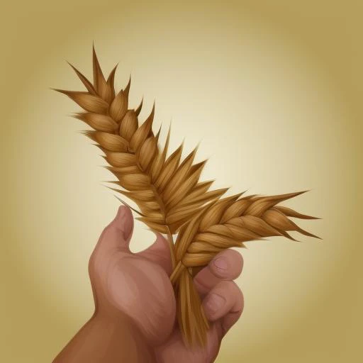 awesome rpg icon, a sheaf of wheat hold in a hand, simple background