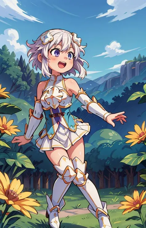 ((best quality, masterpiece)),  1girl,     white hair, skinny,  <lora:squeezerExperimental_:0.5>,  innocent, beautiful face, cute, <lora:more_details:0.5> , <lora:nepu1-000013:1>, npfr1, flowers, amazed, cute, happy