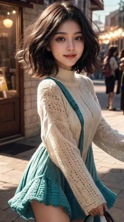 masterpiece,best quality,cinematic lighting,natural shadow,looking at viewer,Close-Up,
1girl,photo of a cute girl,light smile,charming,20yo,(edgCD,crochet dress,wearing edgCD),Pixie Cut Hair,Hair flaps,Teal hair,outdoors,
<lora:edgCrochetDresses:0.8>,
<lora:GoodHands-vanilla:1>,<lora:add_detail:1>,<lora:å
å½±:1>,,