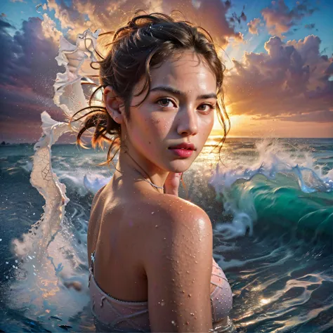 A cute woman in a tiny bikini showers after swimming in the sea, small beach side stall, (best quality,4k,8k,highres,masterpiece:1.2), ultra-detailed, (realistic,photorealistic,photo-realistic:1.37), soft ocean breeze, playful summer vibes, vibrant colors, sparkling droplets of water, sun-kissed skin, wet hair glistening in the sunlight, gentle waves crashing in the background, (tropical,palm trees,seashells:saturated), (tropical,sun-soaked paradise:1.1), (dreamy,fantasy-like:0.9), (romantic,ethereal atmosphere), heightened senses, gentle sensuality.