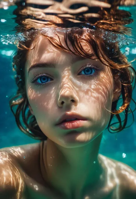 Amazing detailed photography of a cute beautiful 1girl, swimming underwater, releasing air bubbles from her mouth, high resolution, piercing eyes, Anti-Aliasing, FXAA, De-Noise, Post-Production, SFX, insanely detailed & intricate, hypermaximalist, elegant, ornate, hyper realistic, super detailed, noir coloration, serene, 16k resolution, full body,