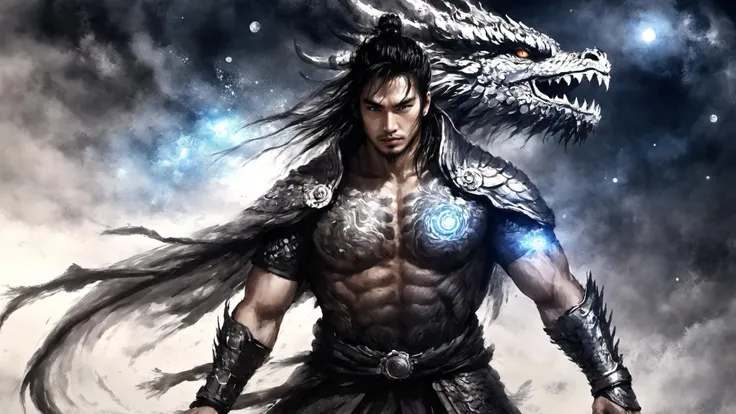 (Realistic),masterpiece,best quality,cinematic lighting,natural shadow,highest detail,professional photography,detailed background,depth of field,insane details,intricate,aesthetic,subsurface scattering,dynamic angle,
1boy,dragon king,astrology aesthetic,space,starry sky,nebula,
<lora:add-detail-xl:1>,<lora:AetherPunkAI:0.3>,aetherpunkAI,<lora:cyborg_style_xl:0.3>,cyborg style,cyborg,android,<lora:kuangcao:0.8>,kuangcao,
