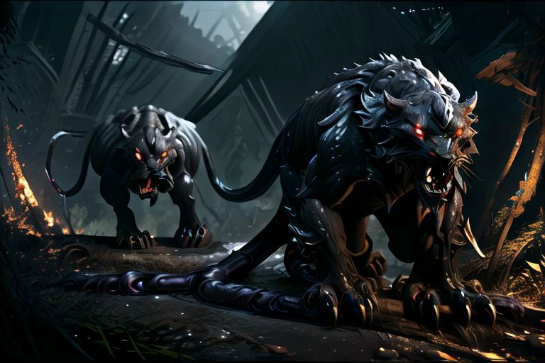 masterpiece,
(displacer beast),
(three_sided_view, multiple_views)
best quality, photography, realism, high detail