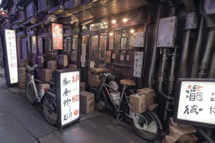 best quality, ultra-detailed, illustration,
sannomiyanishi, storefront, bicycle, scenery, ground vehicle, alley, night, outdoors, street, sign, road, box, umbrella, building, real world location
<lora:dai1asahi_sannomiya_nishi_SD15_V1_DIM4:1>