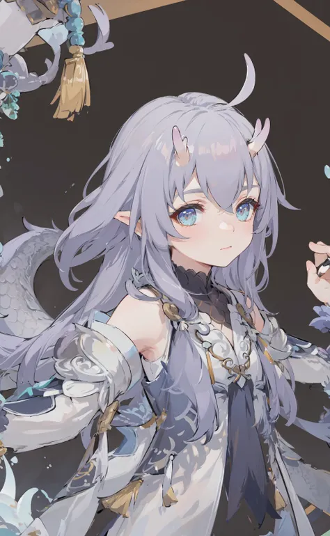 (masterpiece), (best quality), (ultra detailed), <lora:bailuHonkaiStarRail_10:0.7>, bailu, front looking, looking at viewer, one dragon tail, 2horns, upper body