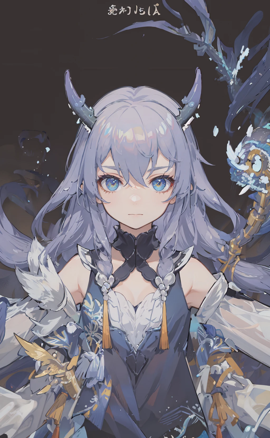 (masterpiece), (best quality), (ultra detailed), <lora:bailuHonkaiStarRail_10:0.7>, bailu, front looking, looking at viewer, one dragon tail, 2horns, upper body
