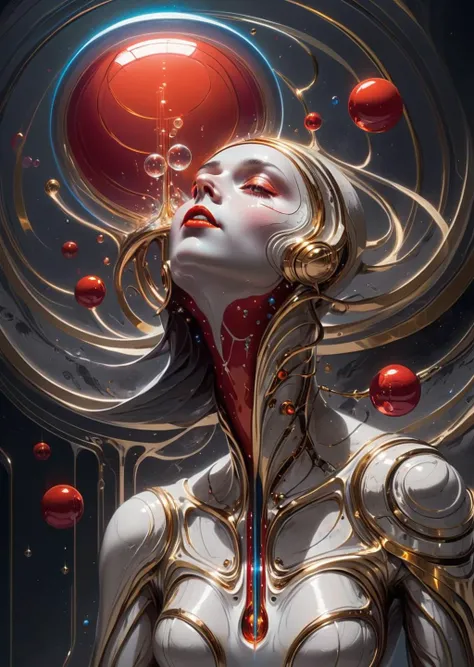 concept art by syd mead, retro futuristic,
d3qck artstyle
 photo , realistic 
triadic color palleted,
1950s poster of a stunning woman cosmonaut,
((space_style:0.6), cosmic outer space theme:1.1), bubble-mage, joyful, dynamic pose, colorful mage robes, surrounded by magical red bubbles, rainbow, large bubbles, floating particles, foam, transclucent, swirling bubbles, mesmerizing, ethereal aura, bubbles in background, twinkle, ethereal atmosphere
shadows, dramatic lighting , gradient
glowing particles
[(details:1.2): [ (many small details:1.3) : [ (many ultrasmall details: 1.2):(very detailed ultrasmall edges and microrelief:1.5):0.7 ]: 0.4 ] :0.2]
<lora:d3qck artstyle:0.7>
<lora:concept_art_syd_mead:0.7>