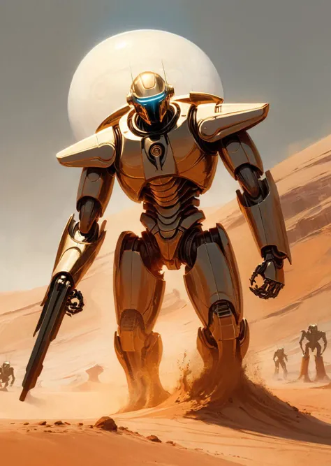 concept art by syd mead, retro futuristic,
d3qck artstyle
a friendly giant robot fighting in the desert of mars
close up 
shadows,   
glowing particles
[(details:1.2): [ (many small details:1.3) : [ (many ultrasmall details: 1.2):(very detailed ultrasmall edges and microrelief:1.5):0.7 ]: 0.4 ] :0.2]
<lora:d3qck artstyle:0.7>
<lora:concept_art_syd_mead:0.7>