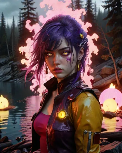Lace, electric purple and DayGlo yellow neon hue, Pencil painting, natural lighting, Kodak Portra 160, Jacek Szynkarczuk, complementary colors, Alec Soth, Rainbowpunk, pixiv, Cold Lighting, Tibetan lake, Fish-eye Lens, Wangechi Mutu, Nature, Octane render, Shameful, Unity Engine, Miracles, Granular Foul ("The battle between gods and giants":1.3) , [Resonant|Substantive], Guilty, Dark hue, dark pink explosions, side lit, Leather and Garnet Accents, Waste, Fomapan 400, Gold and Aquamarine Adornments, [Charm:Elegance:7], Rick Griffin, Concept Art World, Nikon Z9, Sad, Grayscale, wallpaper, Nikon d850, Side lighting, Silver and Citrine Adornments, Electricity, extremely detailed CG Unity 8k wallpaper, Manic, octane engine, Autochrome, icon style, Post-Apocalyptic, Felix Kelly, Icy, lots of details, Lustful, Fujicolor Fujichrome Velvia 100, Lorena Ziraldo, Pop, Bone and Citrine Ornaments, Thoughts, absurdres, dynamic dramatic composition, cinematic, sharp focus, ambient light, striking, extremely stylish
