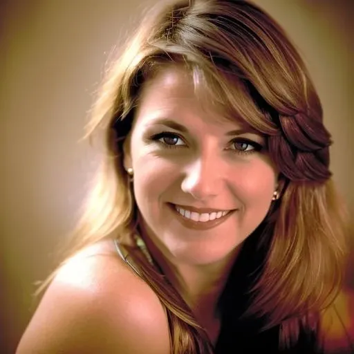 Foto de uma mulher com um vestido azul e uma flor no cabelo, Foto colorida dos anos 90, Foto de retrato da Sears de 1990, tiradas em meados dos anos 2000, yearbook photo, tiradas no final dos anos 2000, Tiro de glamour, tiradas nos anos 2000, em torno de 1 9 anos