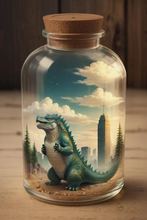 masterpiece,best quality,Godzilla,
high realistic,in glass bottle,bottle,
<lora:Bottle_Sora:0.4>,