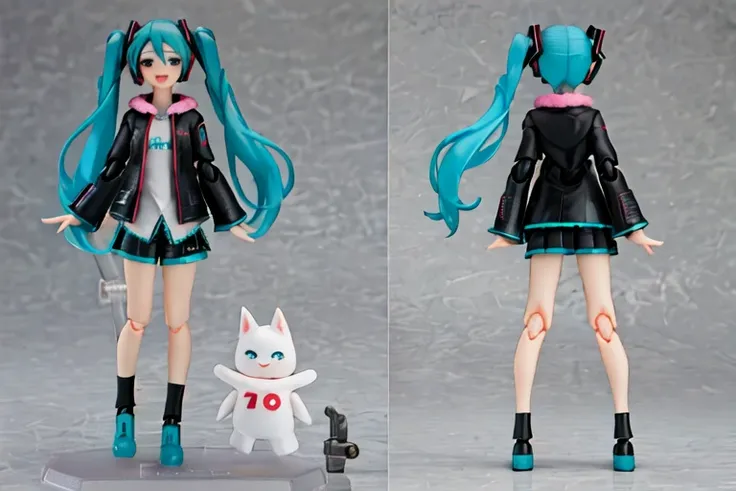 (masterpiece, best quality, absurdres:1.2), highly detailed full body of a character turnaround of a (figma), (hatsune miku:1.2), 1girl, solo, (CharTurner), [realistic]