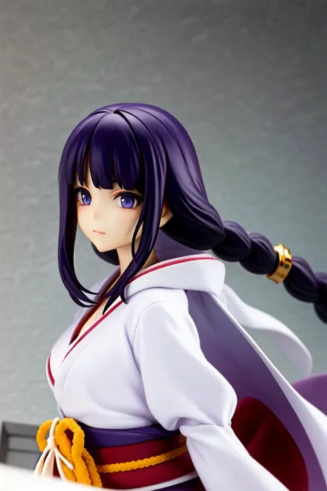 detailed clothes, white clothes, blunt bangs, braid, (breasts:1.1), cleavage, wide-sleeved kimono, hair ornament, white japanese clothes, (red obi:1.4), (purple hair:1.4), very long hair, straight hair, detailed face, cool face, (smooth chin:0.85), closed mouth, long eyelashes, sharp eyes, looking at viewer, beautiful eyes, detailed eyes, (ulzzang-6500:0.7), skirt, from side, (rooftop:1.5), (star \(sky\):1.3), photon mapping, physically-based rendering, RAW photo, highly detailed background, high res, perspective,<lora:raidenShogunRealistic_raidenshogun:0.6>,<lora:Moxin_10:0.6>,portrait , (depth of field:1.5),