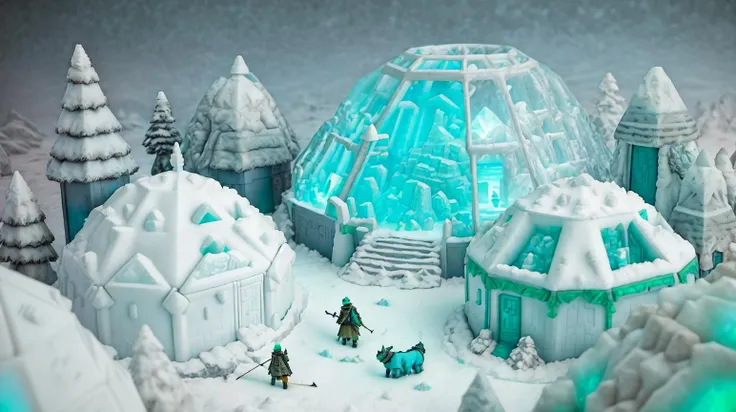 Labyrinth <lora:kLabyrinth:0.8> Tundra, Hunters, Igloos, Bow and Arrow, Northern Lights figma <lora:figma1:0.8> ((photograph)), highly detailed, sharp focus, 8k, 4k, (hyperrealism),(micro details), colorful, Beautiful environment, Portfolio piece, Fantastic location, beautiful artwork