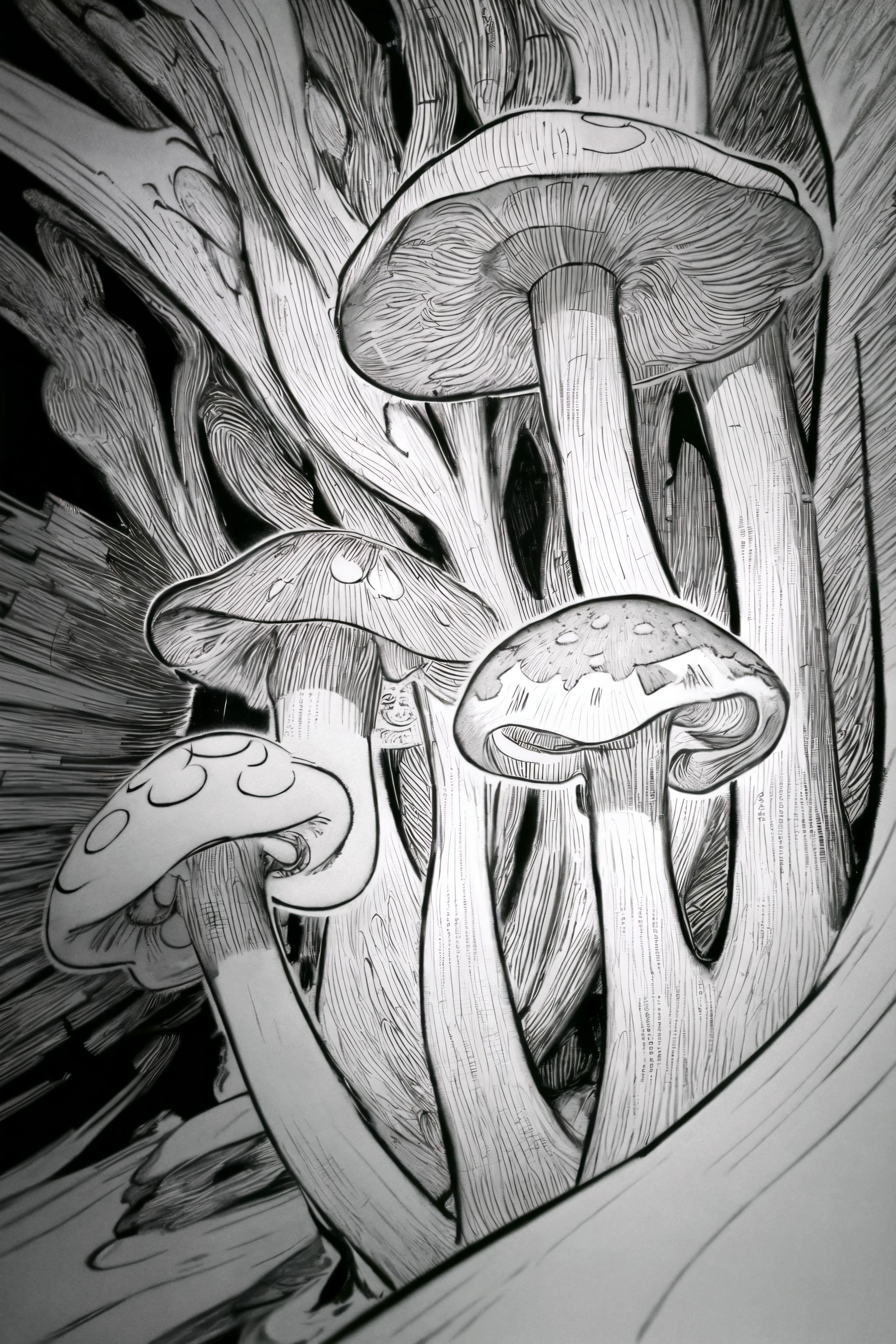 (ultra-detailed), (masterpiece), (best quality), (depth of field), (sharp focus), (cinematic lighting), (vibrant colors), <lora:ChonozbergStyle:1> ChonozbergStyle tattoo style, happy mushroom with a face, fantasy, line art, cartoon