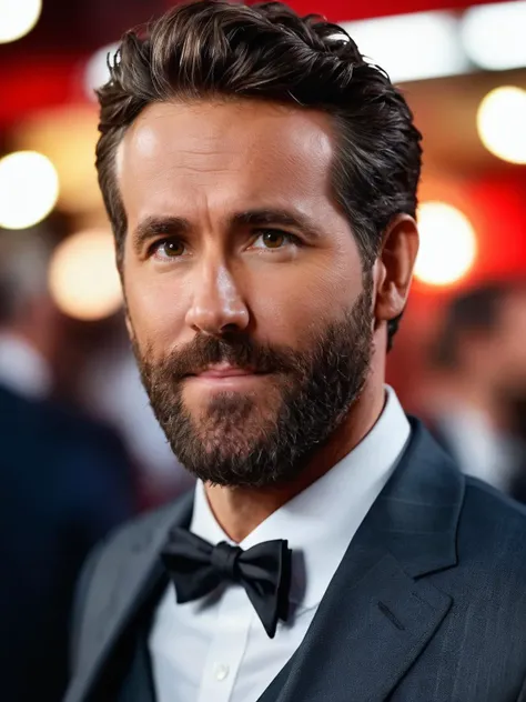 cinematic film still ry4nrey , beard, incredible portrait, cinematic still, movie still, action shot, wearing suit, red carpet, looking at viewer, <lora:ry4nrey-Lora:1> . shallow depth of field, vignette, highly detailed, high budget, bokeh, cinemascope, moody, epic, gorgeous, film grain, grainy