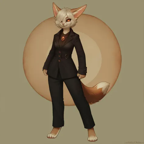 score_9, score_8_up, score_7_up, score_6_up, score_5_up, score_4_up, source_furry, solo, by tracy j butler, monotone, sketch BREAK 
taithrah, furry, fennec, white hair, hair over one eye, fox tail, digitigrade, black sclera, orange eyes, whiskers, breasts, sexy, pinup
<lora:SLTaithrah:0.8><lora:v4:1>