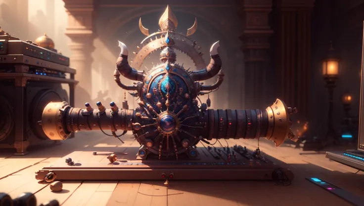 <lora:MahabharataPunkAI:.8> MahabharataPunkAI synthesizer , HDR, ultra detailed, Hyperrealistic, sharp focus, octane render,
