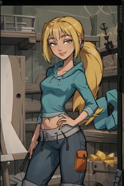 ((masterpiece,best quality)), absurdres,
<lora:Bridgette_Total_Drama:0.7>, Zoey_Total_Drama,
solo, smiling, looking at viewer, cowboy shot,
cinematic composition, contrapposto