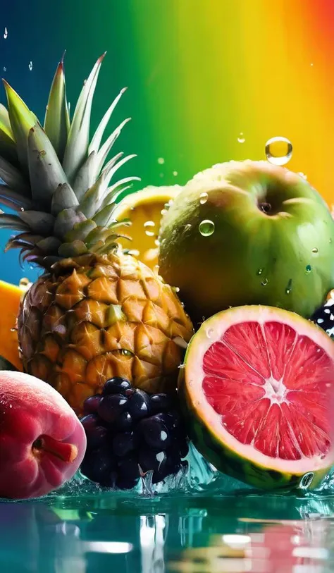 (flat color:1.1),(colorful:1.3),(masterpiece:1.2), best quality, masterpiece, original, extremely detailed wallpaper, looking at viewer,Abstract, 8K, photo shot from front, mid-body portrait, highly-detailed, lots of delicious tropical fruits with drops of moisture on table, a lot of details,floating colorful water,, mysterious expression,stuart little, in a modern and abstract setting, with bold and colorful abstract art, blurred background, bright lighting, <lora:add-detail-xl:2>