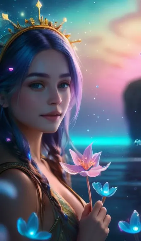 a surreal Bioluminescent, very very very cute Silene in a happy world by Daniel Merriam, Trending on Artstation, oil on Canvas by Elena Zhurikhina and Goro Fujita and Charlie Bowater, octane render, 4k, 8k, HD,abstract dream, space, intricate, grand scale, alone, cinematic film still, insane detail, sharp focus, depth of field, realistic lighting, (realistic perspective), complex, (multiple subjects), 4k HDR,