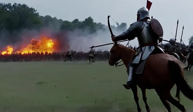 In age of 1415 battlefield, english longbow man embush Franch knights,thousands of infantries and knights engaged in intense combat, blood splattering and weapons and armor scattering on the ground. Countless arrows fluttered in the air, almost obscuring the sky and plunging the battlefield into darkness. Warriors fought bravely, fiercely resisting enemy attacks. Spear clashed, A stone thrower throws huge stones and explosion bucket, and iron horses trampled over boiling blood pools. The cries and screams of soldiers and horses created a terrifying scene. The battlefield was pitted and littered with severed limbs and corpses, and countless soldiers fell on the battlefield. Both sides of the conflict were locked in a brutal struggle, exhausting their strength. The entire scene exuded an atmosphere of extreme tension, intensity, and terror, as if hinting that the cruel war would never end.
moonlight movie studio,(analog film:1.3) (vhs movie) (photorealistic) (screencap) (cinematic lighting) (sharp focus) (80sDarkFantasySD15b:1.0),
use your imagination, humans of all ages and races in same proportions, all faces and pictures must be different, use all spectre of your different emotions from happiness to anger, do what you want and how you want,