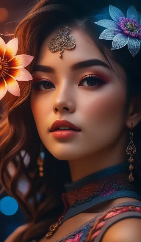 cinematic photo official art,unity 8k wallpaper,ultra detailed,aesthetic,masterpiece,best quality,photorealistic,entangle,mandala,tangle,entangle,1girl,cowboy shot,ecstasy of flower,dynamic angle,the most beautiful form of chaos,elegant,a brutalist designed,vivid colours,romanticism,atmospheric . 35mm photograph, film, bokeh, professional, 4k, highly detailed