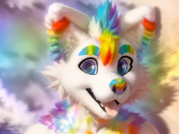 <lora:Furtastic_Detailer:1>,<lora:more_details:1>,<hypernet:furryYiffy_v12:1>,boopernova,furry,(highly detailed:1.4),(detailed face:1.4),rainbow mohawk:1.5,rainbow nose:1.5,rainbow spotted mane,rainbow eyebrows:1.5,full body,full body view,far shot,kkw-fur,white fur,anthro,anthro wolf,white fur,photo,simple background,white background,dreamlike,((futurism)),glowing neon gradients,Cinematic Lighting,moody lighting,highres,fantasy,<lora:locon_perfecteyes_v1_from_v1_64_32:1>,perfecteyes eyes,photo of perfecteyes eyes,two tone blue and purple eye color,<hypernet:slimModelsV1_slimmodelsV1:1>very skinny,petite,small ass,slender hips,flat chested,small breasts,pussy,ass,anus,nsfw,female,non binary,naked,nude,furry,cute,rainbow flame markings,detailed markings,star pattern,
 <lora:BooperNova-v2:1> <lora:StickersRedmond:1>Stickers,Sticker