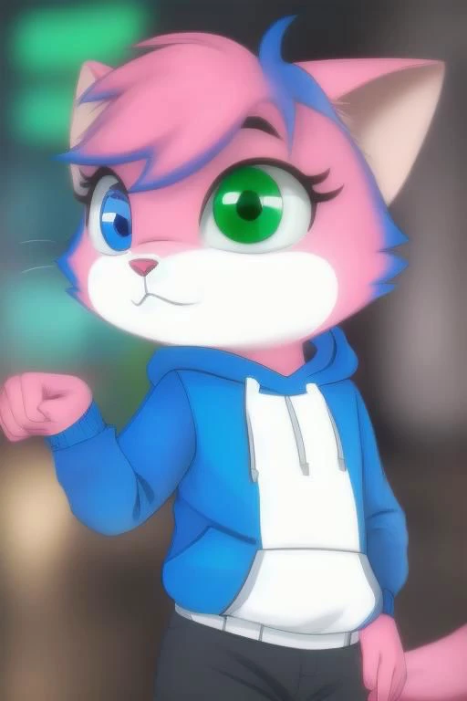 alphalexa, vtuberhood, (green eyes, blue eyes, heterochromia), furry