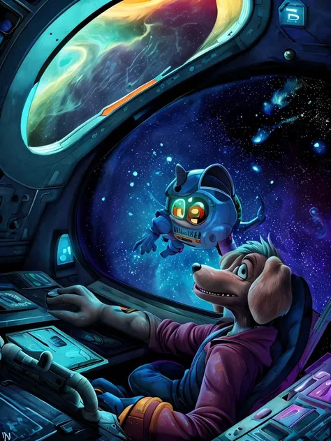 dog, smile, in spacecraft, Diego gisbert llorens, josan gonzales, dan mumford