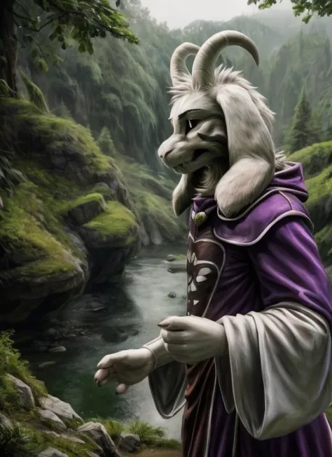 1boy, (( <lora:asriel-30:0.3>, <lora:asriel-20:0.2>, <lora:God asriel-09:0.4>, )), (fluffy), god of hyperdeath, ((asriel dreemurr character)), purple robe, horns, <lora:asrielV2-07:0.6>, <lora:Furtastic_Detailer:1>, insane detailed white fur, (high detail, film photography, soft focus, RAW candid cinema, photorealism, realistic, photorealistic, analog style, subsurface scattering, masterpiece, best quality, ultra realistic, 8k), (asriel:1.2), (fluffy), solo