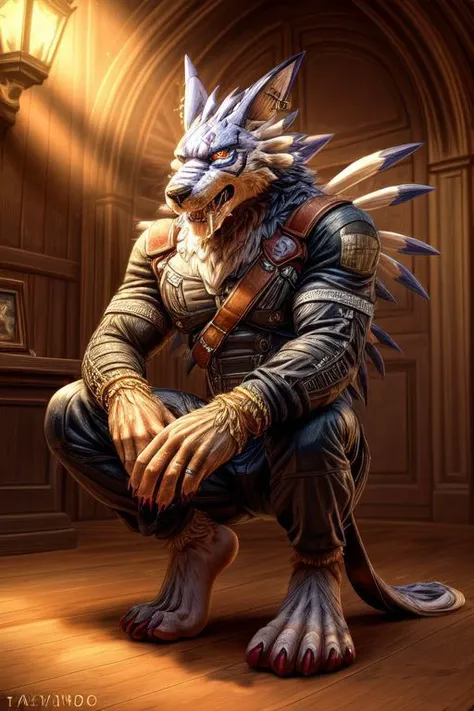 (((Barefoot furry character, full body, cinematic setting, furry male)))
Barefoot (hypnotised) WereGarurumon wears ((black ninja suit)), tebowing, detailed paws with claws, blue fur, in a trance, a look of weak resistance to hypnosis on his face, (drooling), ((red glow in his eyes)),
BREAK, detailed background, 8K, (masterpiece:1.5), intricate details, highly detailed, extreme detail, octane render, tritone image, fine art, best quality, highres, (detailed face:1.5), ((full_body)), UHD, (((perfect hands)))