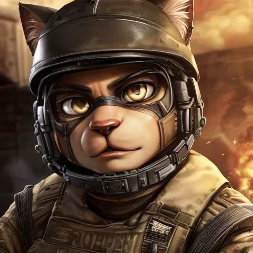 Anthro cat in military uniform, with a Kalashnikov assault rifle in his hands, takes aim at the target, looks through the sight, short fur, black hair, blood, trench, trench, earth, dirt, war, shooting, shootout. ultra realism, photographic graphics, high quality, soldart, attention to detail, (cat ears), black tail, without hope, firearms