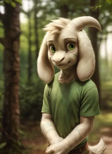 (( <lora:asriel-30:0.3>, <lora:asriel-20:0.2>, <lora:storyshiftAsriel_10:0.2>)), (high detail, film photography, soft focus, RAW candid cinema, photorealism, realistic, photorealistic, analog style, subsurface scattering, masterpiece, best quality, ultra realistic, 8k), (asriel:1.2), (fluffy), solo, ???, child, (green t-shirt in yellow stripes, brown pants)