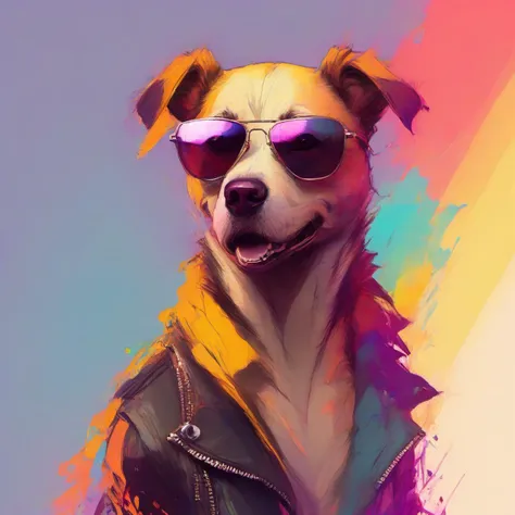 dog,wearing sunglasses,leather jacket,colorful
<lora:PE_ColorPortraitCatDog:1> pedog