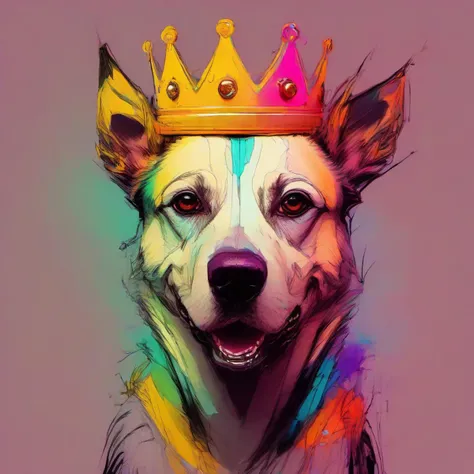 dog,wearing a burger king crown,colorful
<lora:PE_ColorPortraitCatDog:1> pedog