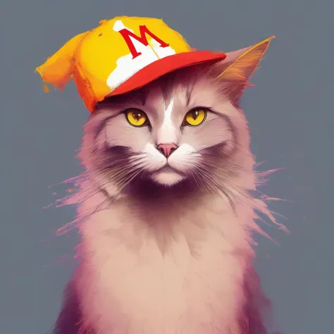 cat,wearing a mcdonalds hat,
 <lora:PE_ColorPortraitCatDog:1> pecat