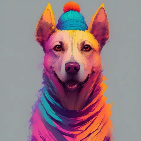 dog,wearing a beanie,turtleneck sweater,colorful
<lora:PE_ColorPortraitCatDog:1> pedog