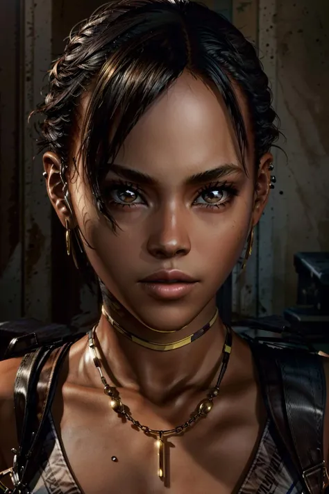ShevaRE, 1girl, solo, jewelry, dark skin, necklace, dark-skinned female, realistic, earrings, short hair, brown eyes, brown hair, lips, black hair
<lora:epi_noiseoffset2:1>, <lora:ShevaRE:0.7>