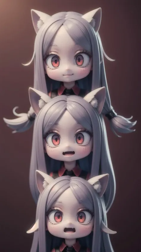 high quality, detailed, 3girl, cerberus \(helltaker\), <lora:Cerberus1:1>