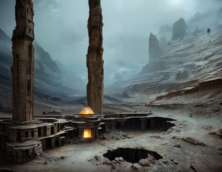 There are even ancient glowing lanterns in the magic town in a crack in the desert.
