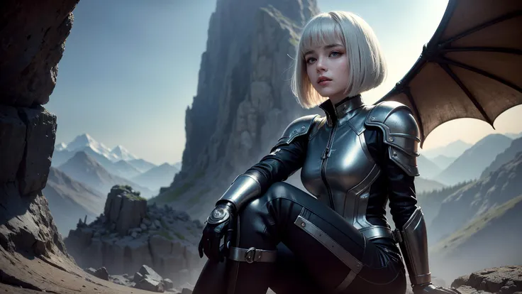 best quality, masterpiece, of a female, dressed as a Psionicist, with platinum hair, with a female Layered bob with choppy bangs hairstyle, wearing a blood on face, medium shot, sitting, In a mountain peak reaching into the heavens, with dragons circling around,, realistic, concept art, cinematic, volumetric lighting, highly detailed, 8k ultradetialed character with perfect face,detailed skin,(ultrasharp:1.3),(masterpiece:1.1),best quality AS-YoungV2,(photorealistic:1.2),ultrarealistic,realistic ultradetailed character,4k perfect quality,<lyco:GoodHands-beta2:1>Magnificent,Imperceptible detail,Intricately designed,